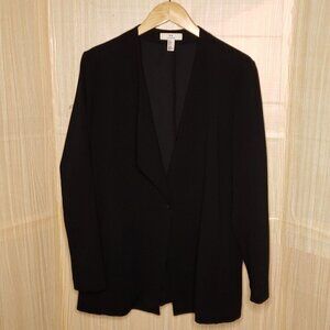 H By Halston Womens Black Long Unlined Single Button Blazer Small